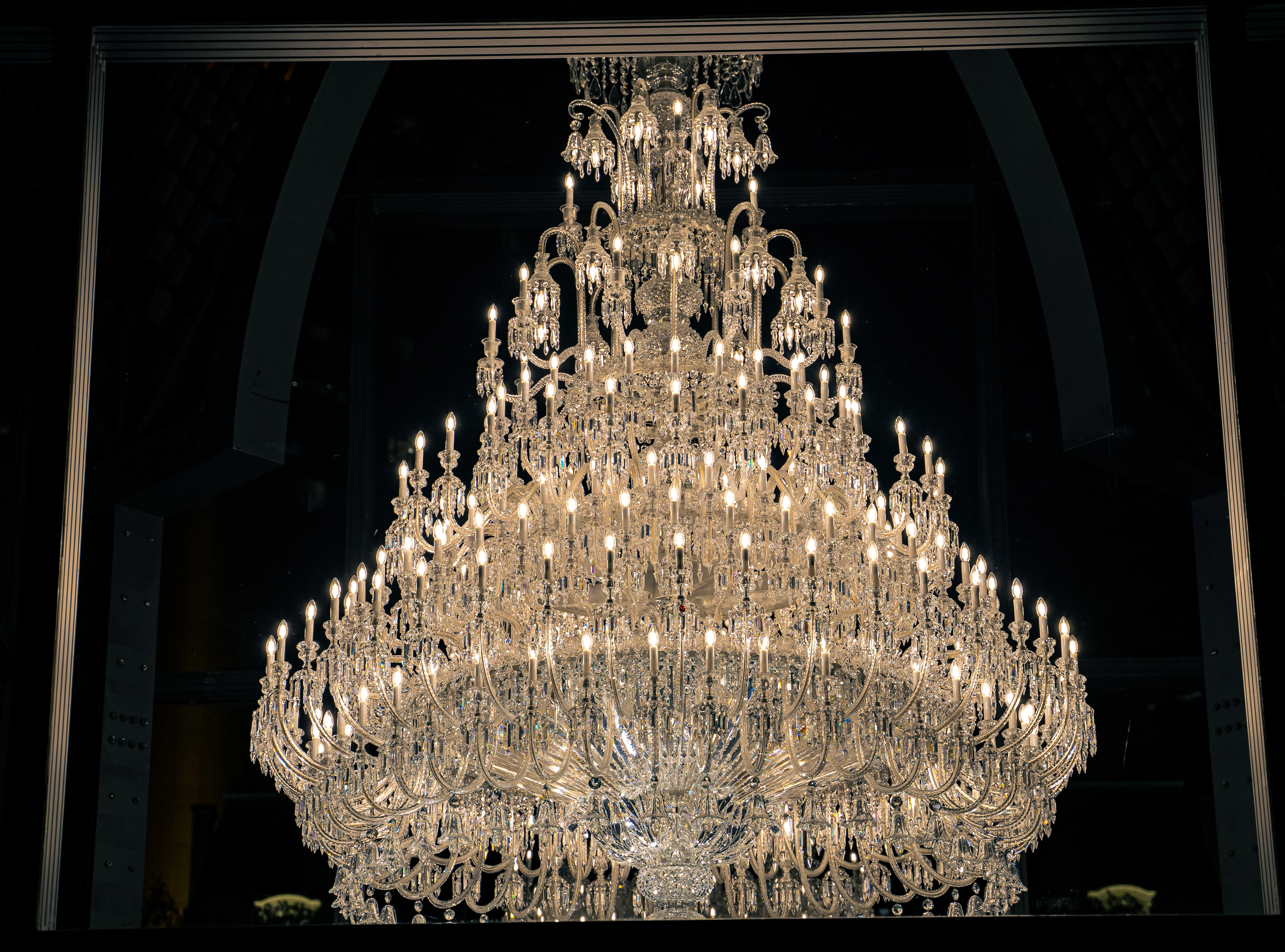 Ornate Crystal Chandelier Illuminating a Luxurious Space